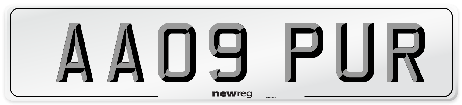 AA09 PUR Number Plate from New Reg